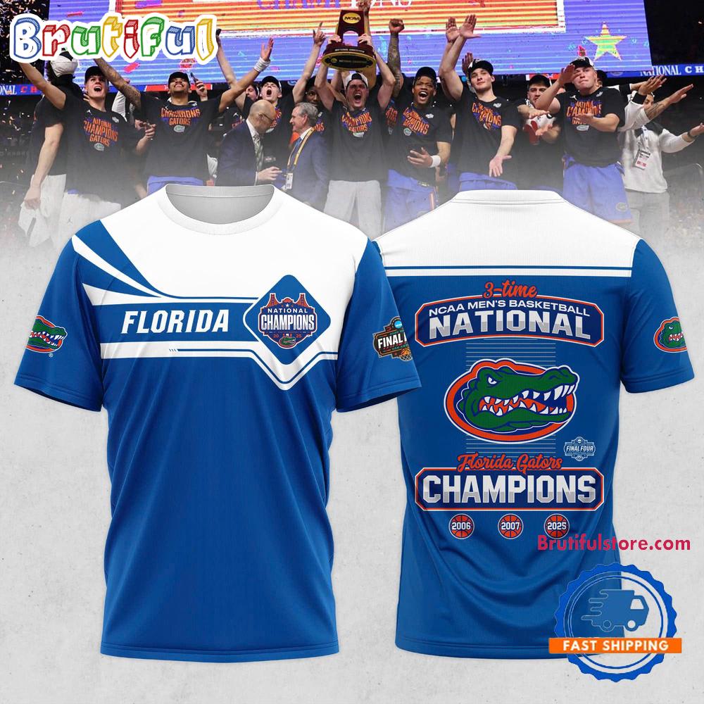Florida Gators 2025 NCAA Men’s Basketball National Champions 3 Time T Shirt