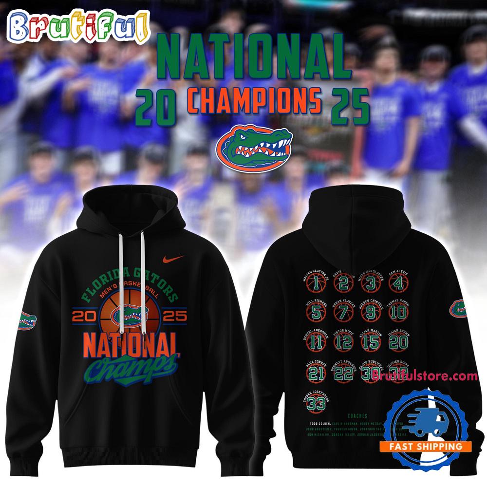 Florida Gators Men's Basketball National Champions 2025 Black Hoodie