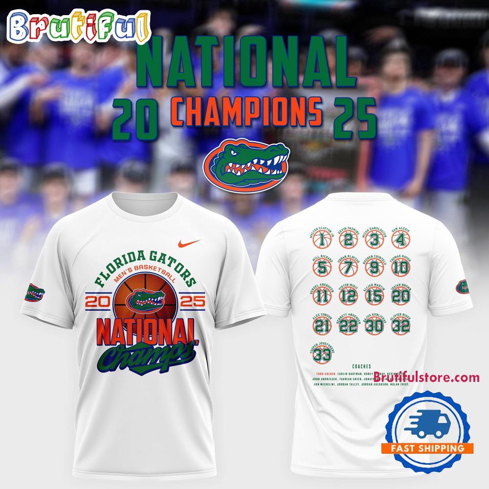 Florida Gators Men's Basketball National Champions 2025 White T Shirt