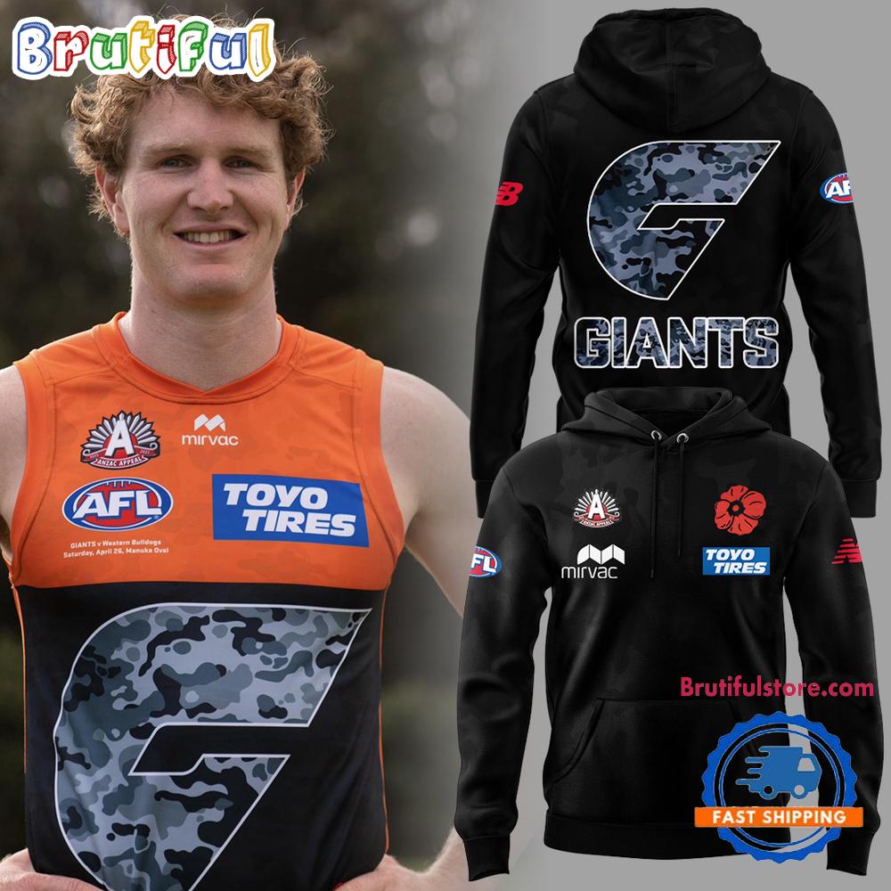 Greater Western Sydney Giants Anzac Day 2025 Black Hoodie
