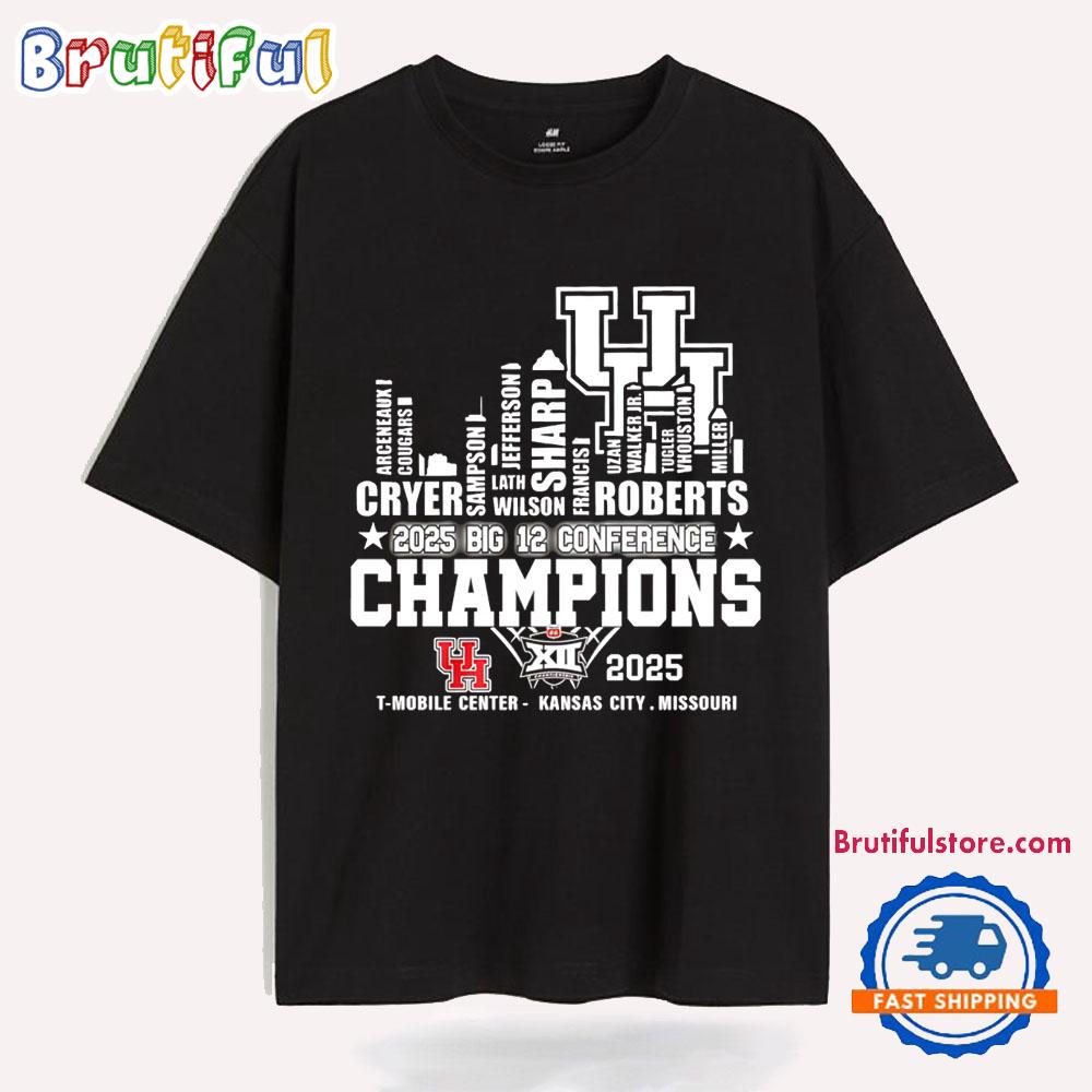 Houston Cougars 2025 Big 12 Conference Champions Player Name T Shirt