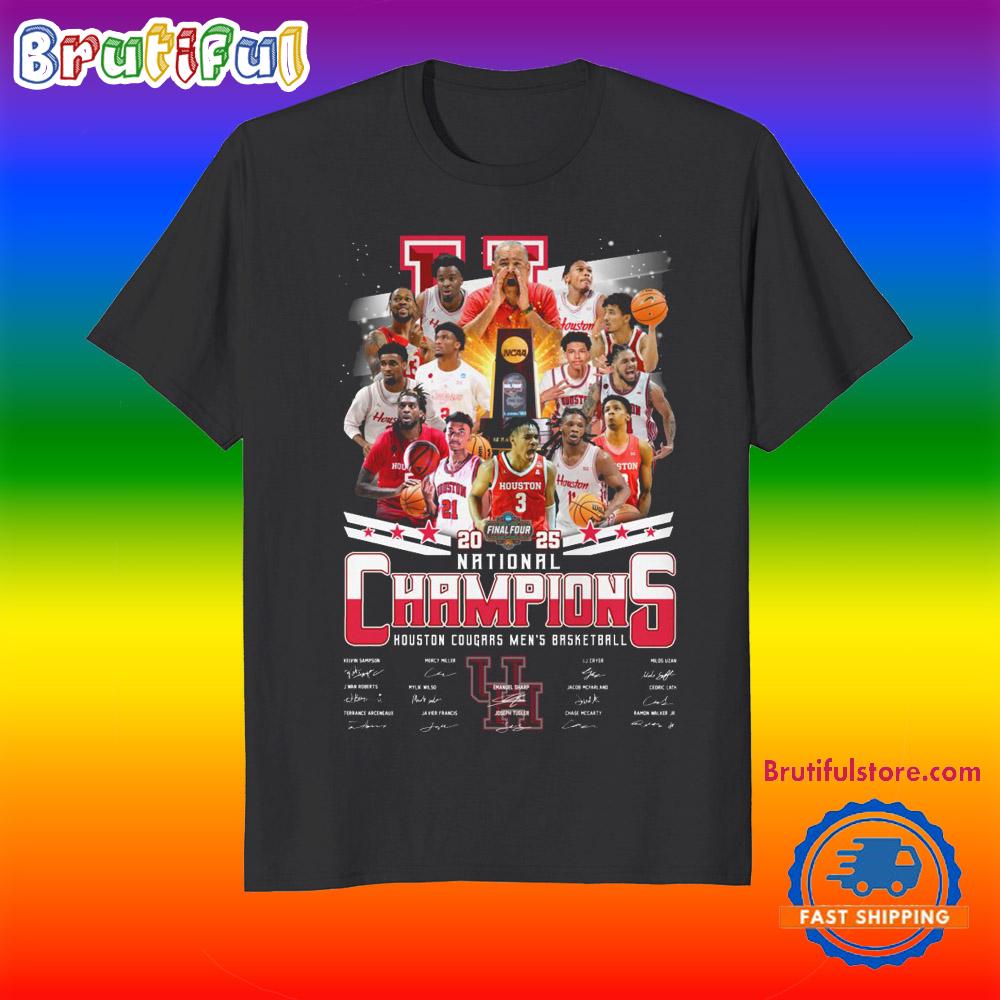 Houston Cougars Men's Basketball 2025 Final Four Champions Signature T Shirt