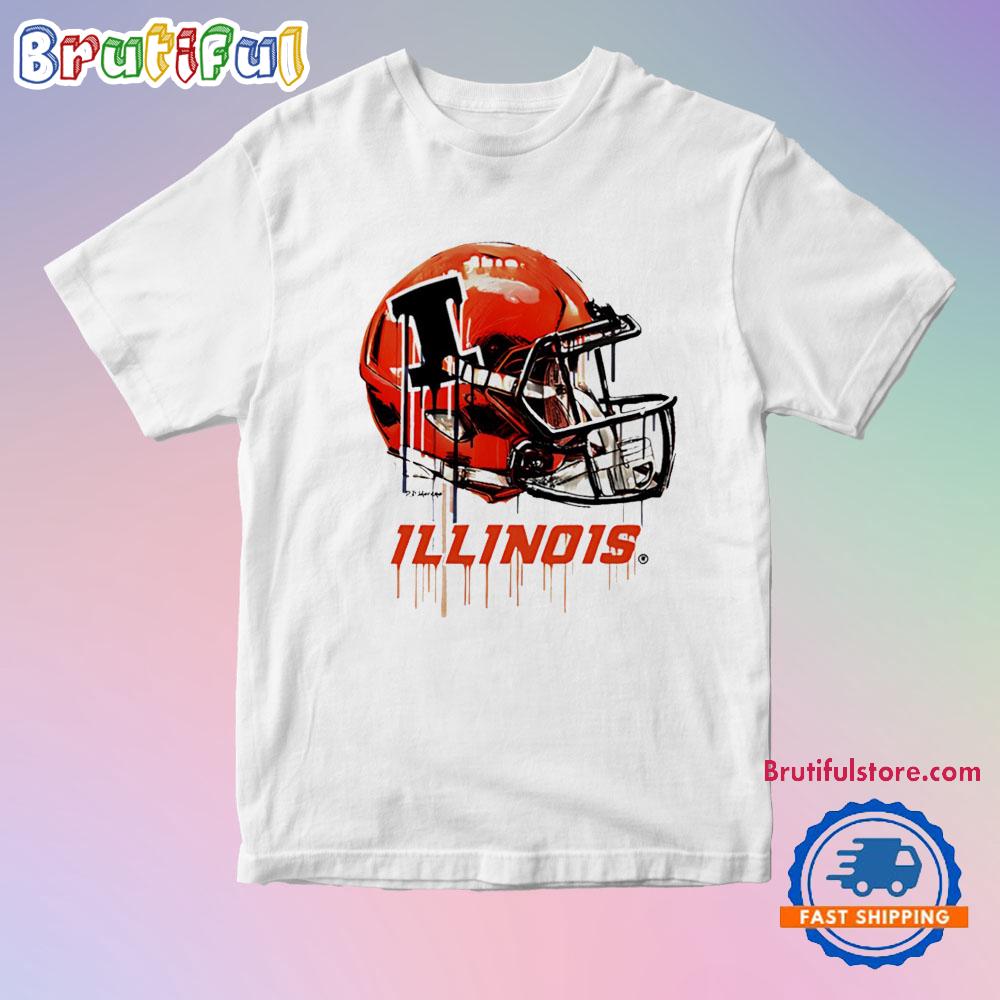 Illinois Fighting Illini Dripping Football Helmet T Shirt