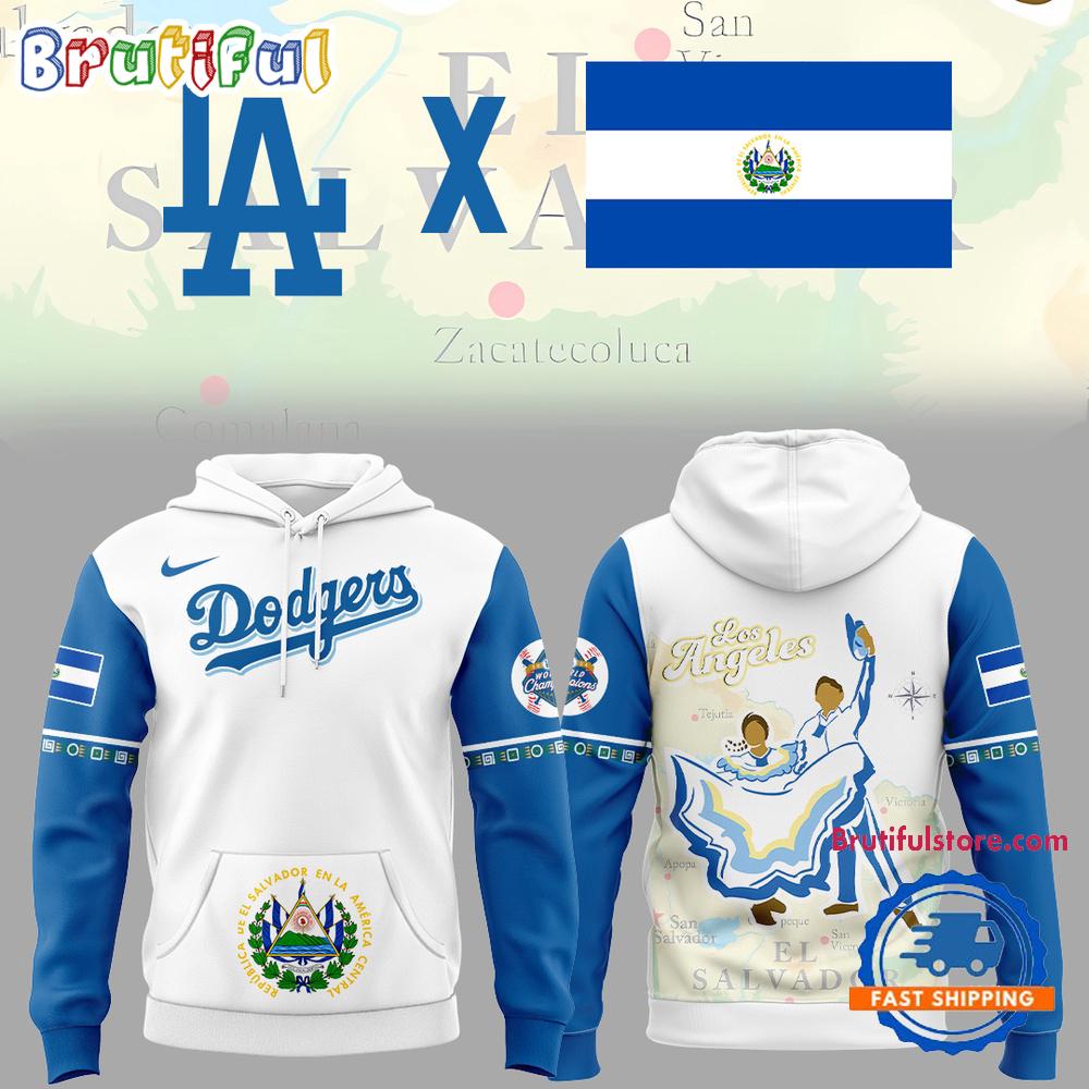 Los Angeles Dodgers Baseball Salvadoran Heritage Night Hoodie