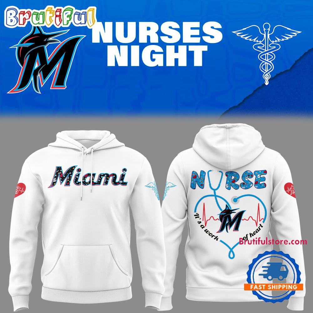 Miami Marlins NURSES NIGHT 2025 White Hoodie