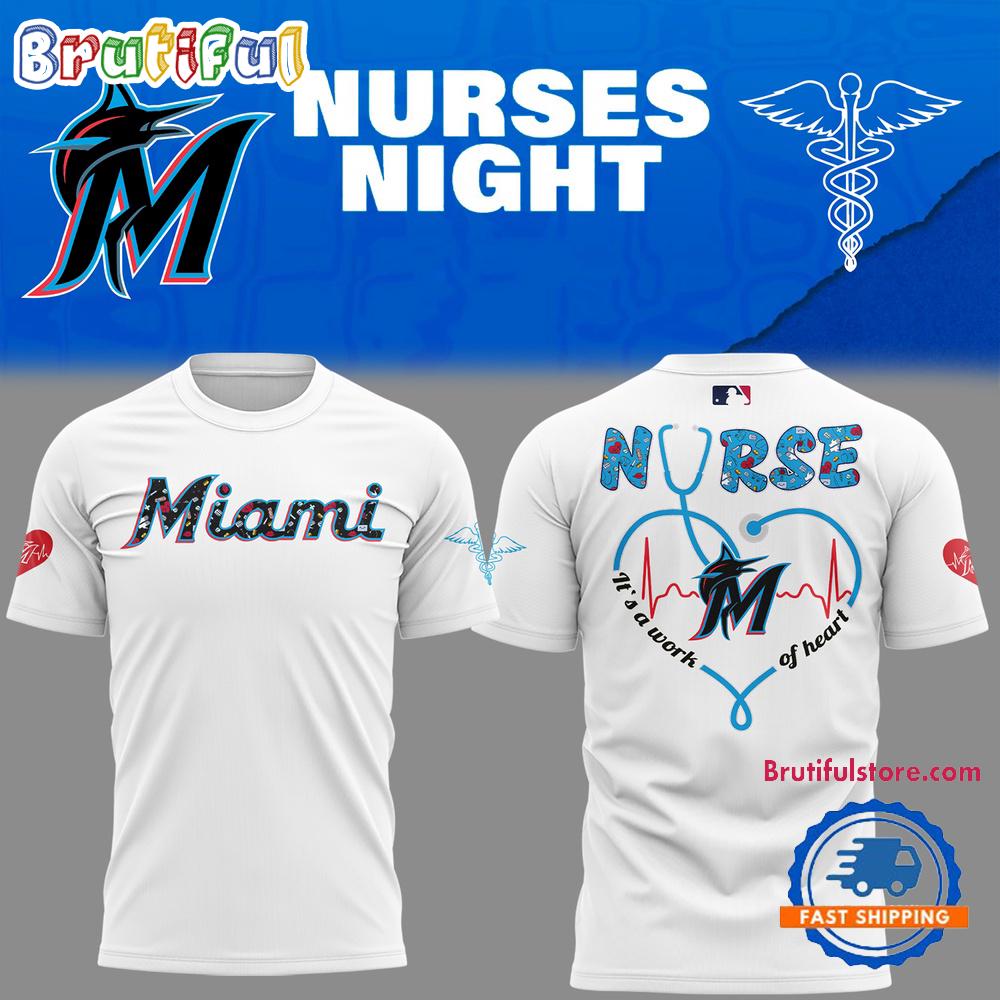 Miami Marlins NURSES NIGHT 2025 White T Shirt