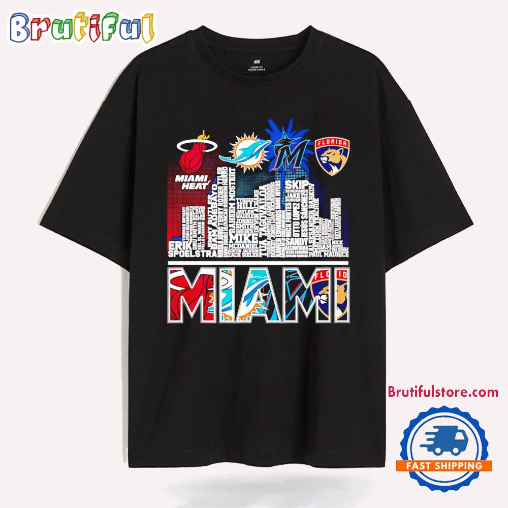Miami Sports Players Name City Skyline T Shirt