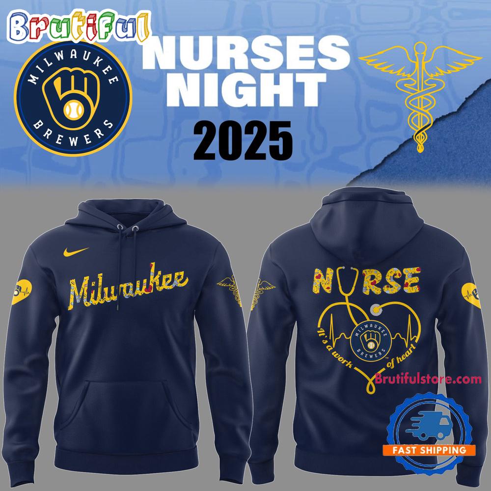 Milwaukee Brewers Baseball NURSES NIGHT 2025 Navy Hoodie