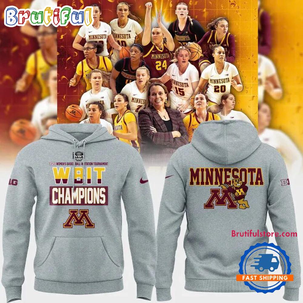 Minnesota Golden Gophers Women’s Basketball 2025 Wbit Champions Logo Team Hoodie