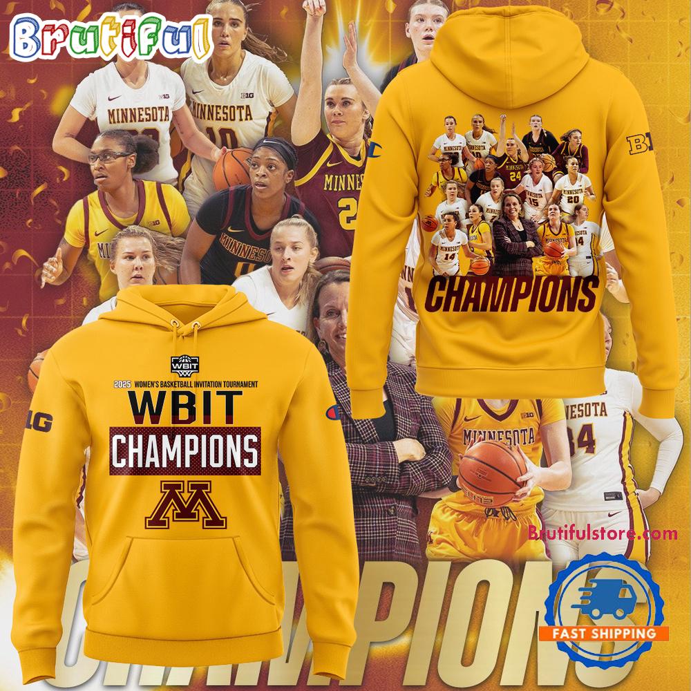 Minnesota Golden Gophers Women’s Basketball 2025 Wbit Champions Team Player All Over Print Hoodie