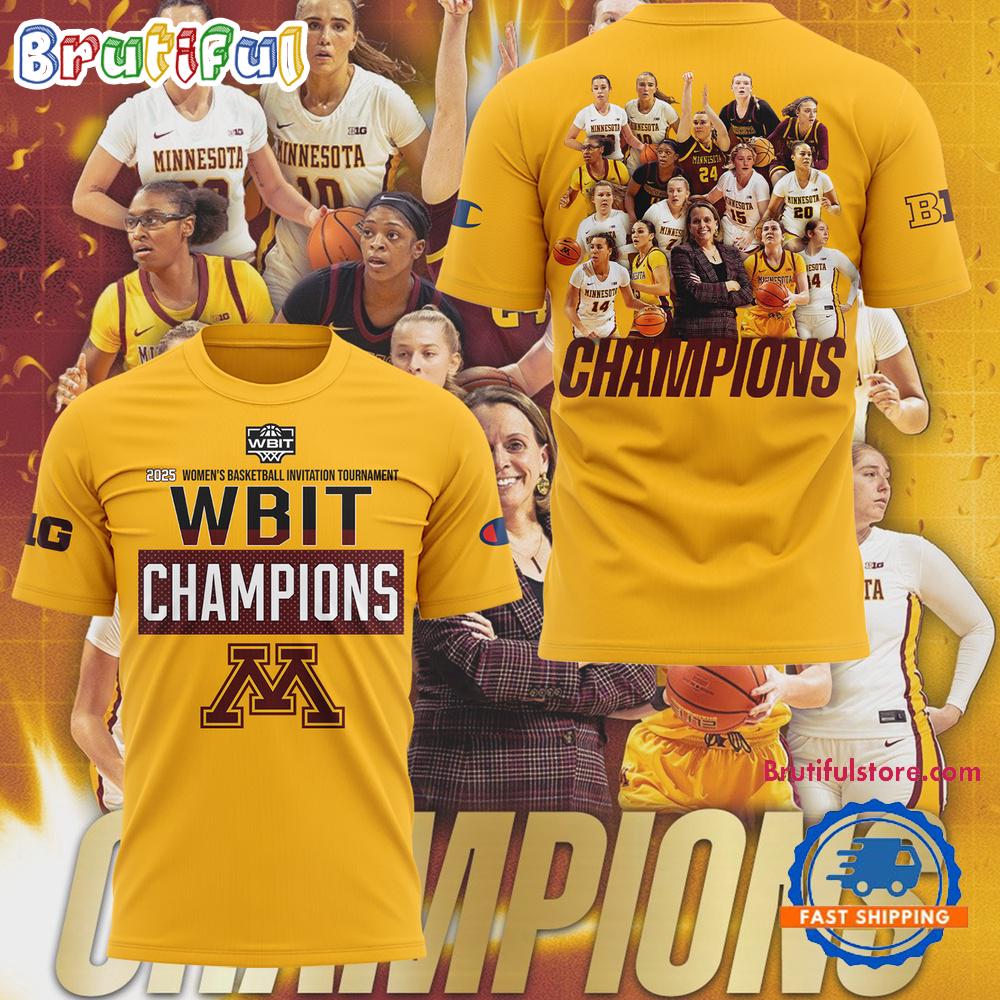 Minnesota Golden Gophers Women’s Basketball 2025 Wbit Champions Team Player All Over Print Shirt