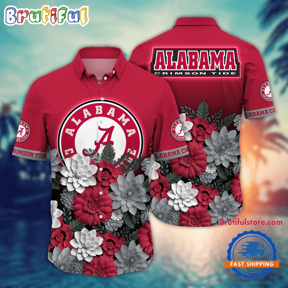 NCAA Alabama Crimson Tide Flower Tropical Summer Beach Hawaiian Shirt