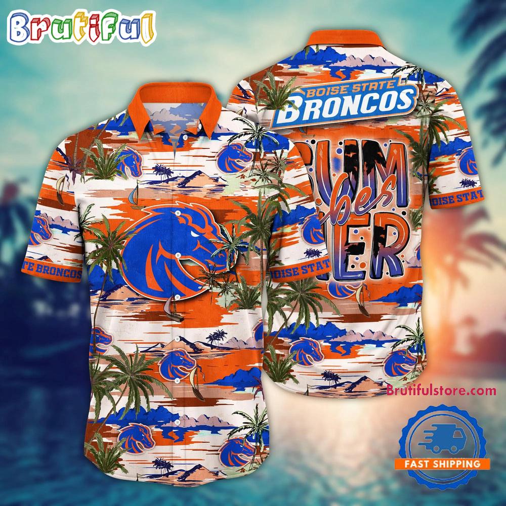 NCAA Boise State Broncos Flower Design Summer Beach Aloha Hawaiian Shirt