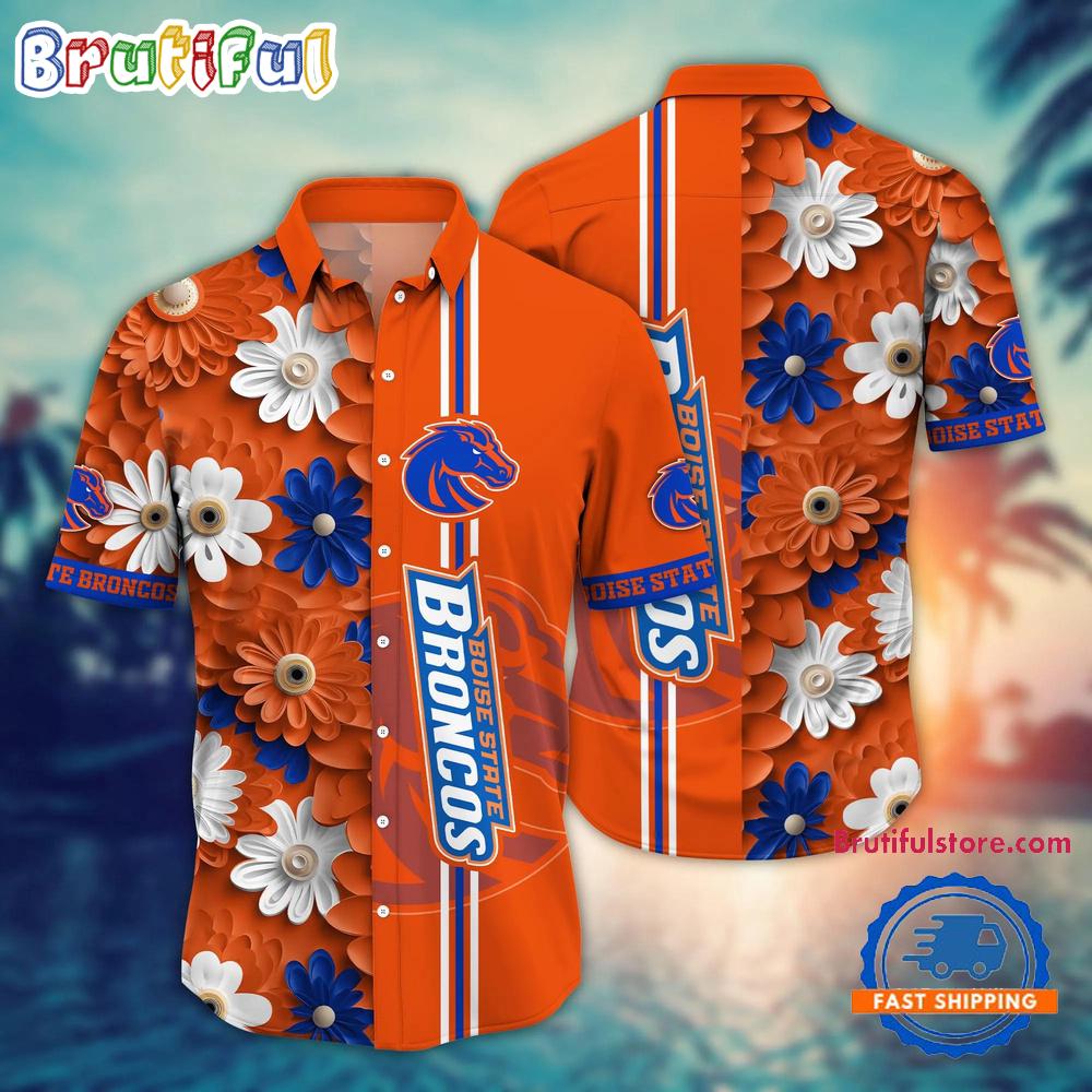 NCAA Boise State Broncos Flower Summer Aloha Button Hawaiian Shirt