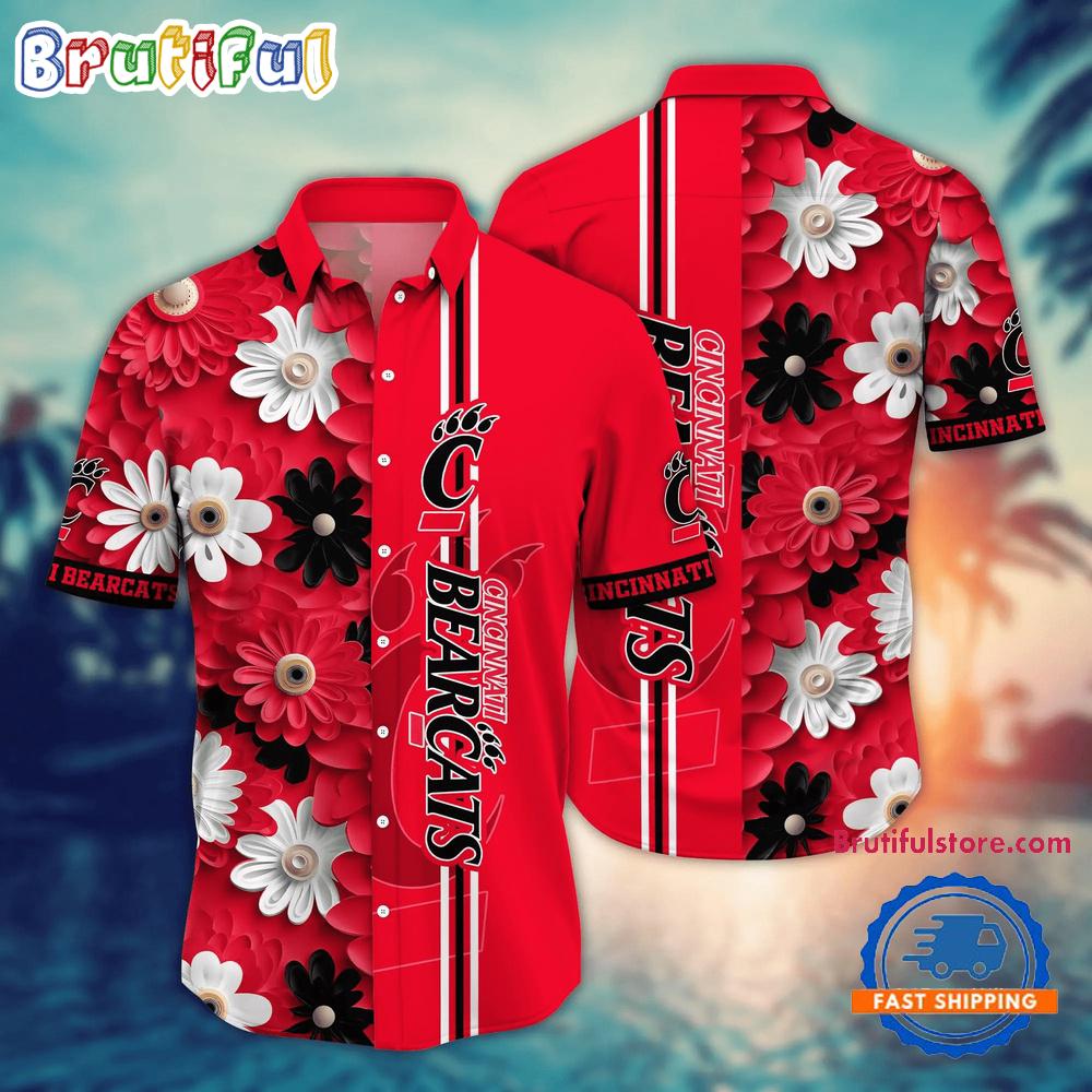 NCAA Cincinnati Bearcats Flower Summer Aloha Button Hawaiian Shirt