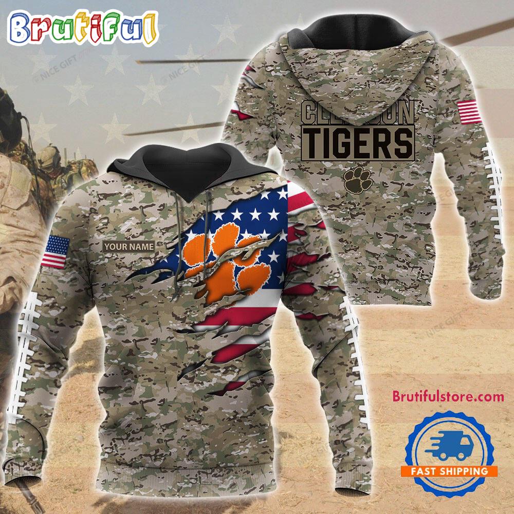 NCAA Clemson Tigers Military Veterans Camouflage Hoodie