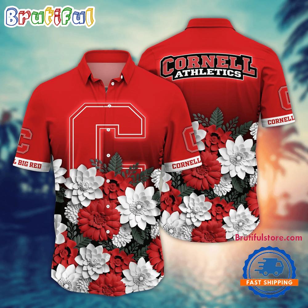 NCAA Cornell Big Red Flower Tropical Summer Beach Hawaiian Shirt