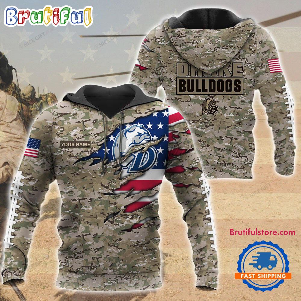 NCAA Drake Bulldogs Military Veterans Camouflage Hoodie