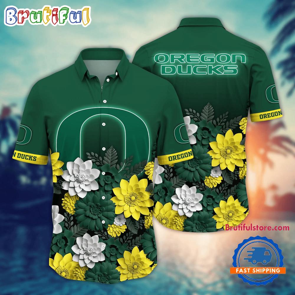 NCAA Ducks Flower Tropical Summer Beach Hawaiian Shirt