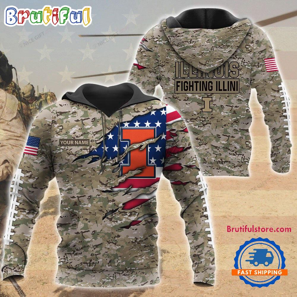NCAA Illinois Fighting Illini Military Veterans Camouflage Hoodie