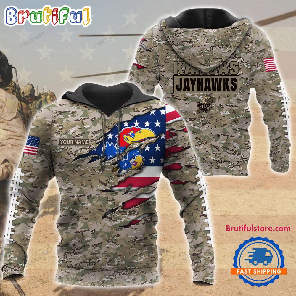 NCAA Kansas Jayhawks Military Veterans Camouflage Hoodie