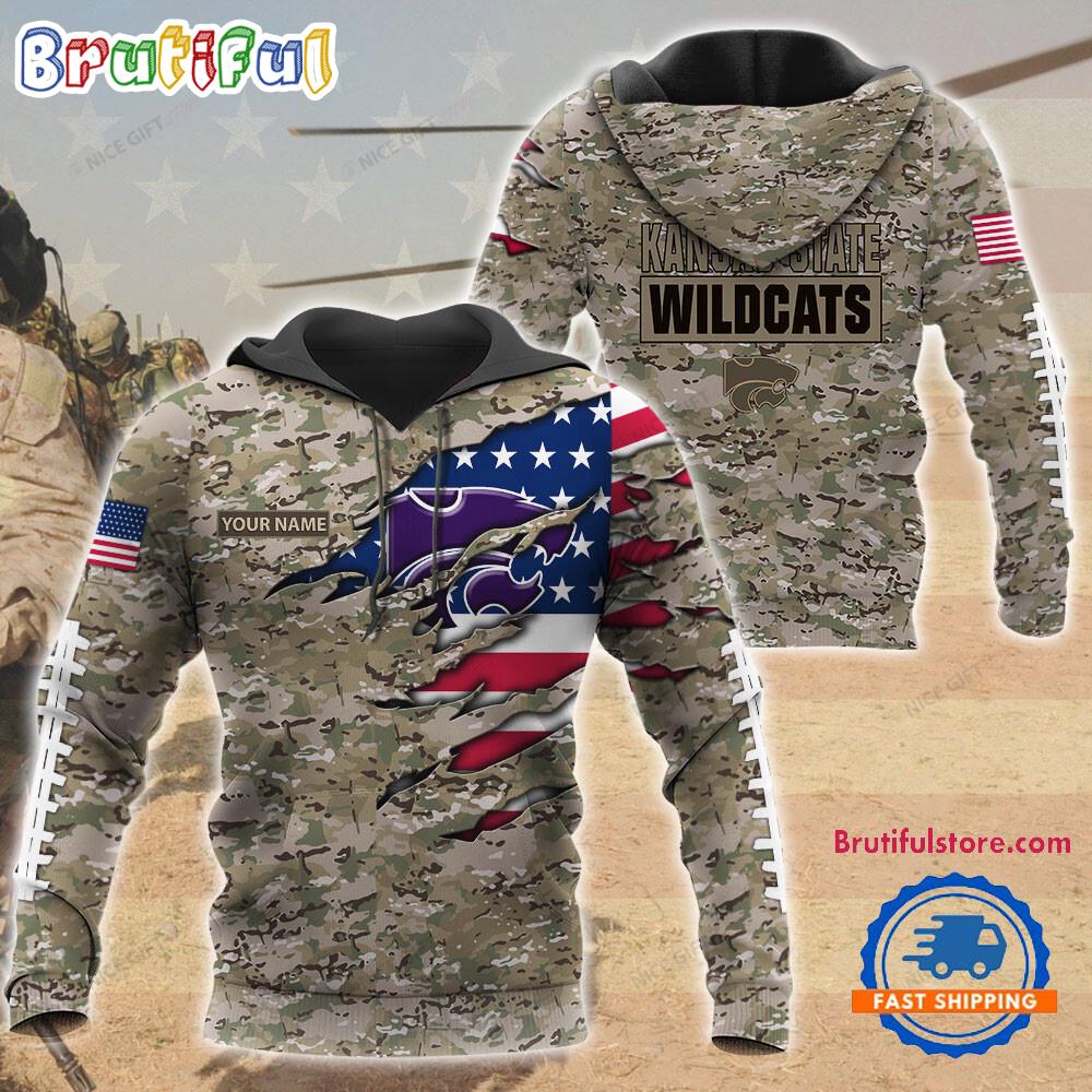 NCAA Kansas State Wildcats Military Veterans Camouflage Hoodie
