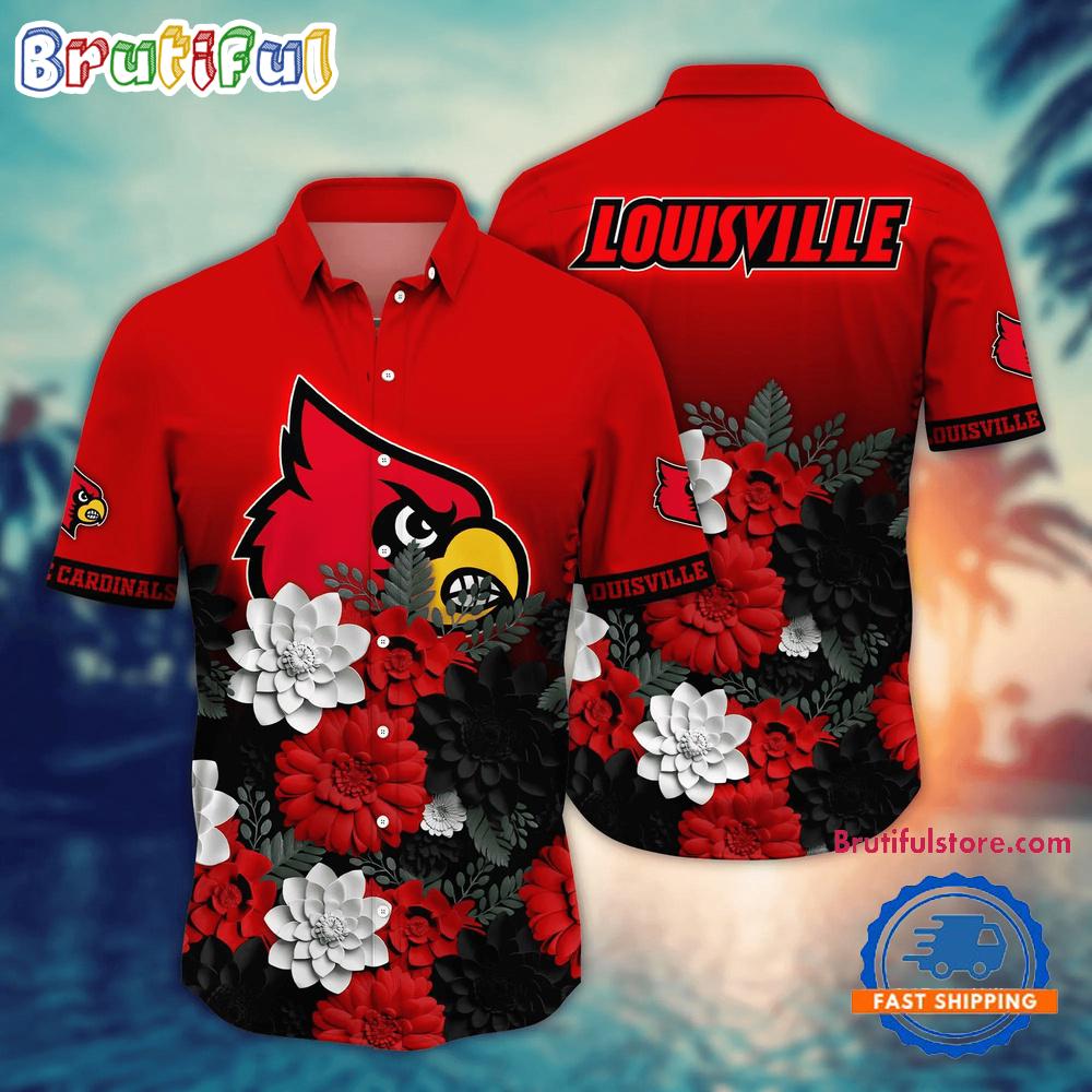 NCAA Louisville Cardinals Flower Tropical Summer Beach Hawaiian Shirt