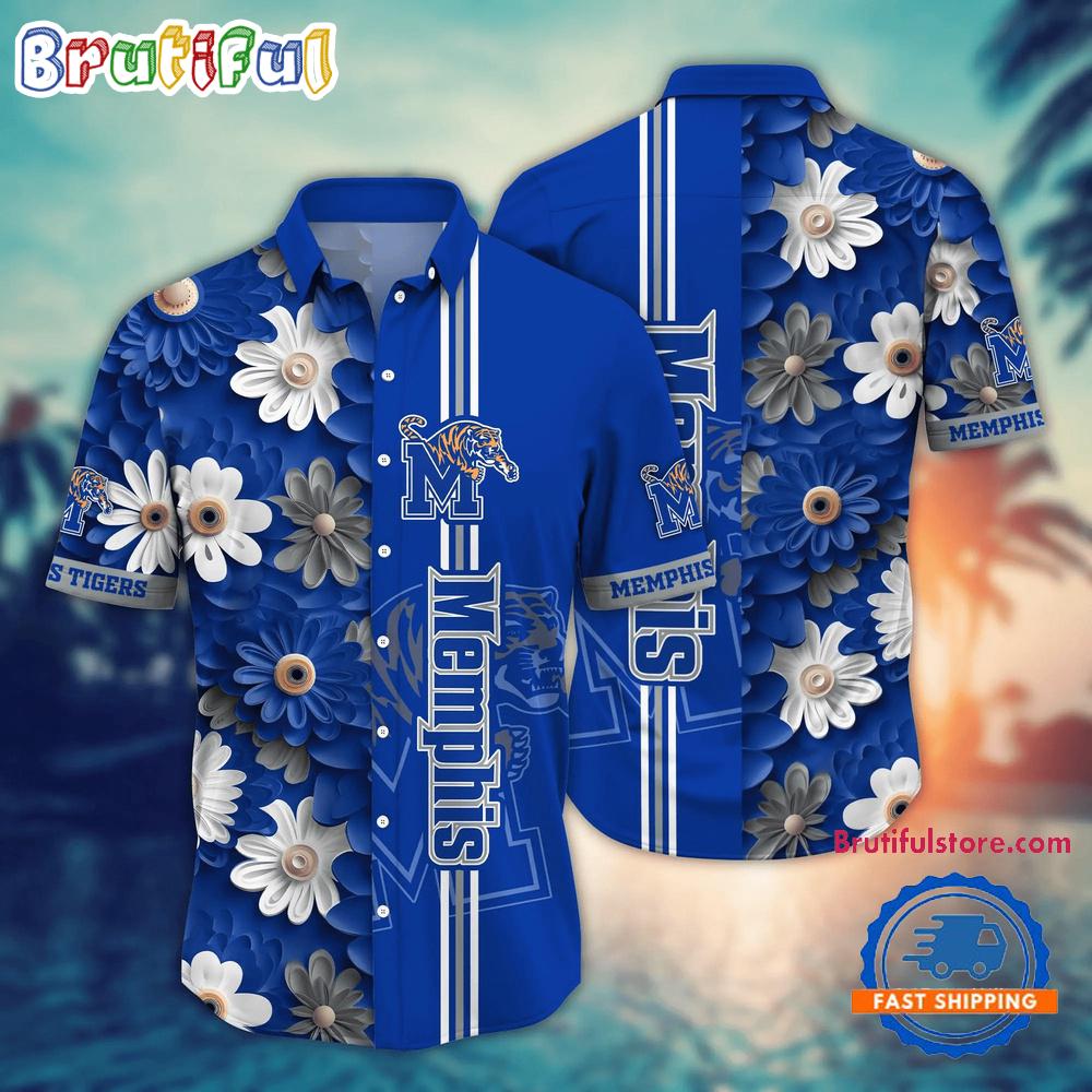 NCAA Memphis Tigers Flower Summer Aloha Button Hawaiian Shirt
