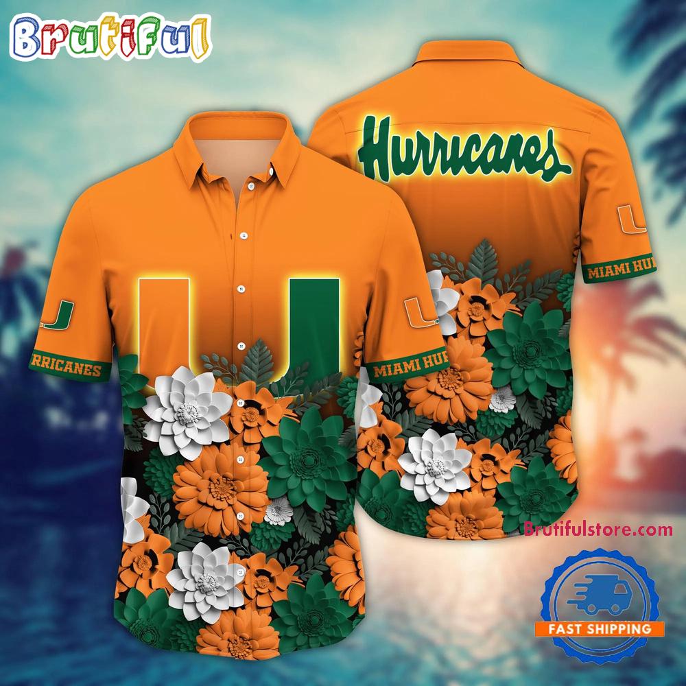 NCAA Miami Hurricanes Flower Tropical Summer Beach Hawaiian Shirt
