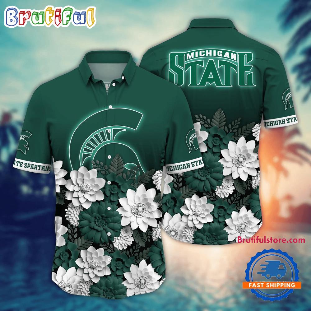 NCAA Michigan State Spartans Flower Tropical Summer Beach Hawaiian Shirt