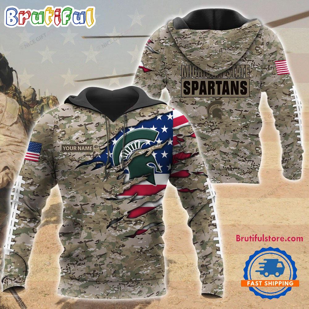 NCAA Michigan State Spartans Military Veterans Camouflage Hoodie