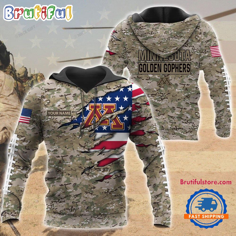 NCAA Minnesota Golden Gophers Military Veterans Camouflage Hoodie