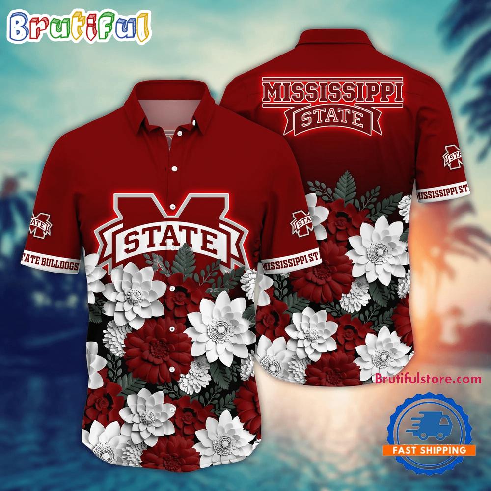 NCAA Mississippi State Bulldogs Flower Tropical Summer Beach Hawaiian Shirt