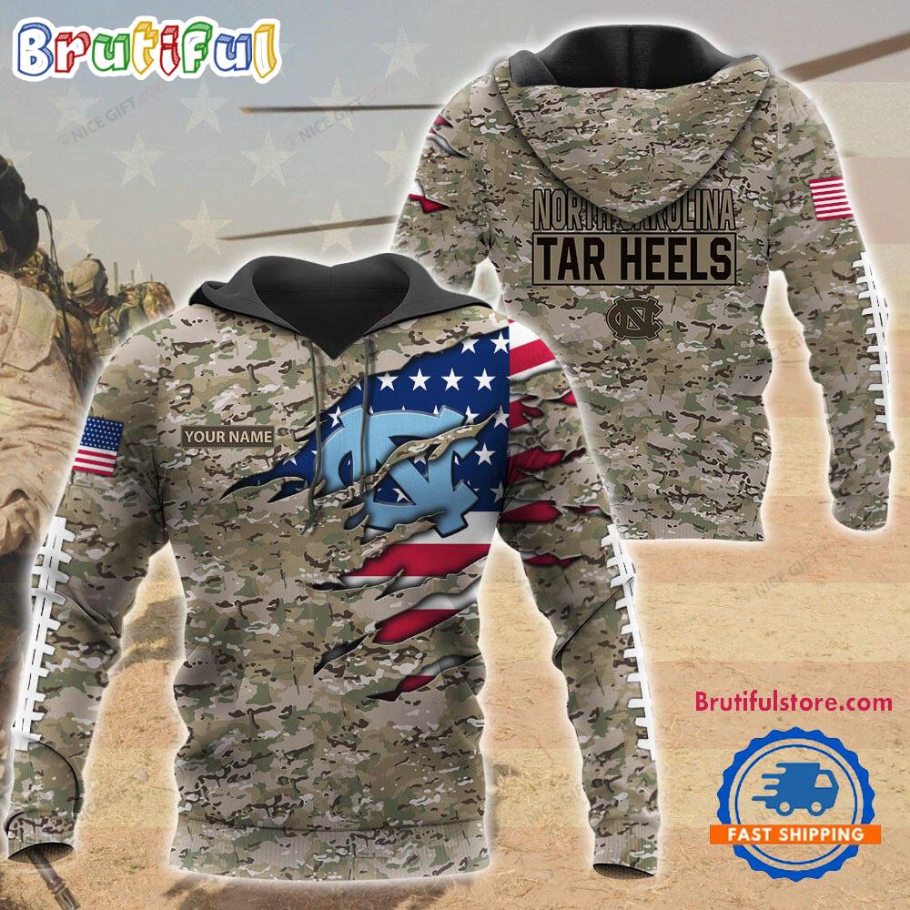 NCAA North Carolina Tar Heels Military Veterans Camouflage Hoodie