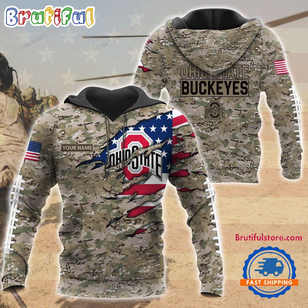 NCAA Ohio State Buckeyes Military Veterans Camouflage Hoodie