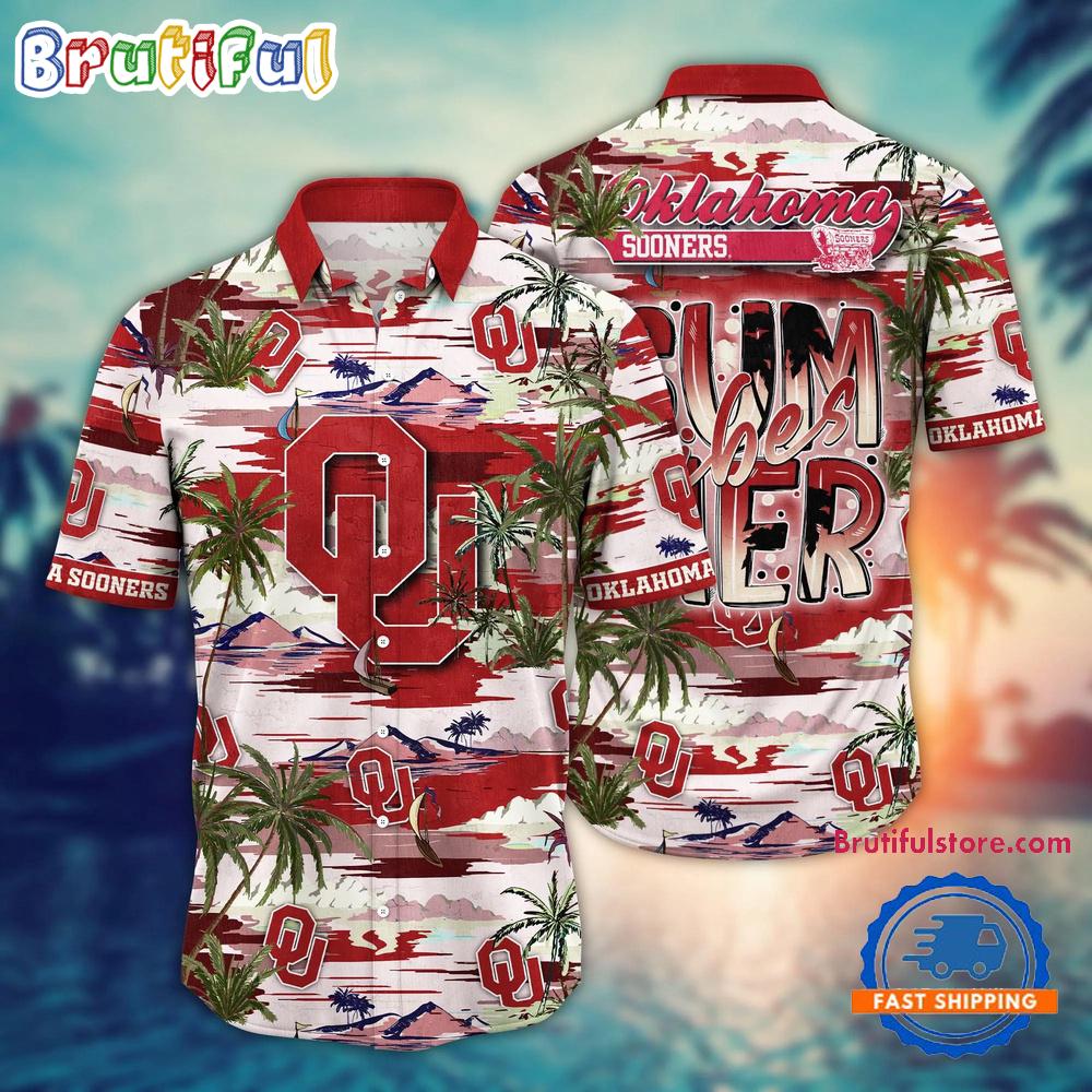 NCAA Oklahoma Sooners Flower Design Summer Beach Aloha Hawaiian Shirt