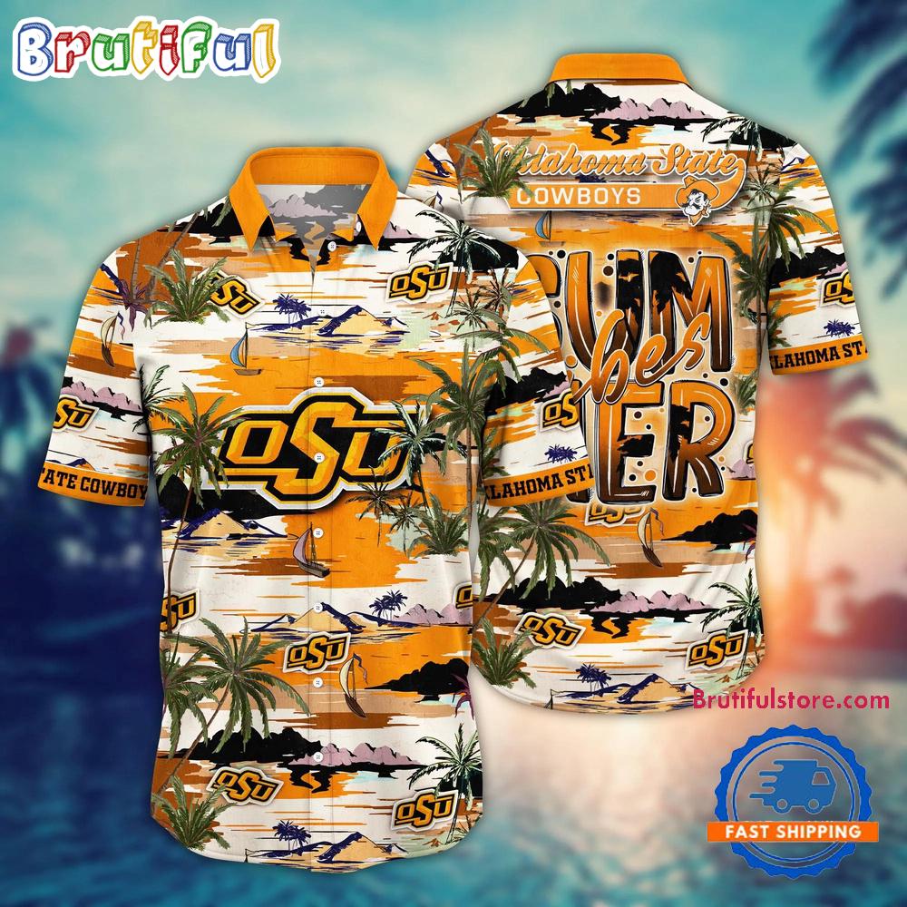 NCAA Oklahoma State Cowboys Flower Design Summer Beach Aloha Hawaiian Shirt
