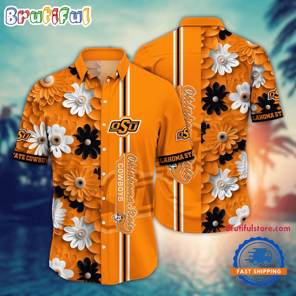 NCAA Oklahoma State Cowboys Flower Summer Aloha Button Hawaiian Shirt