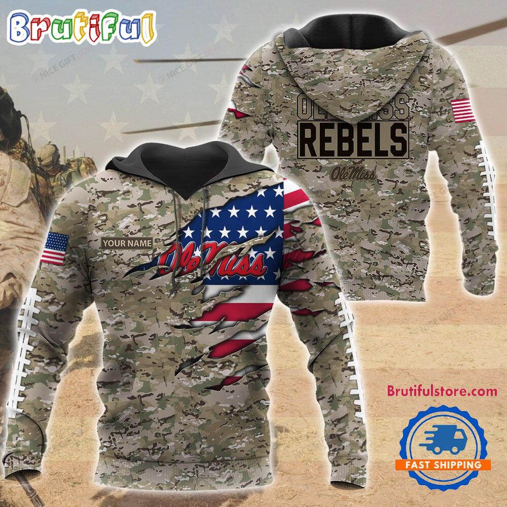 NCAA Ole Miss Rebels Military Veterans Camouflage Hoodie