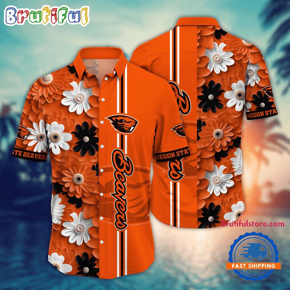 NCAA Oregon State Beavers Flower Summer Aloha Button Hawaiian Shirt