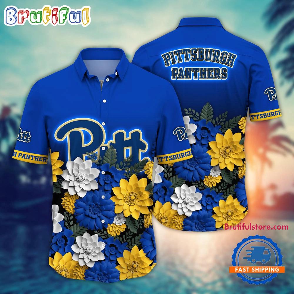NCAA Pittsburgh Panthers Flower Tropical Summer Beach Hawaiian Shirt