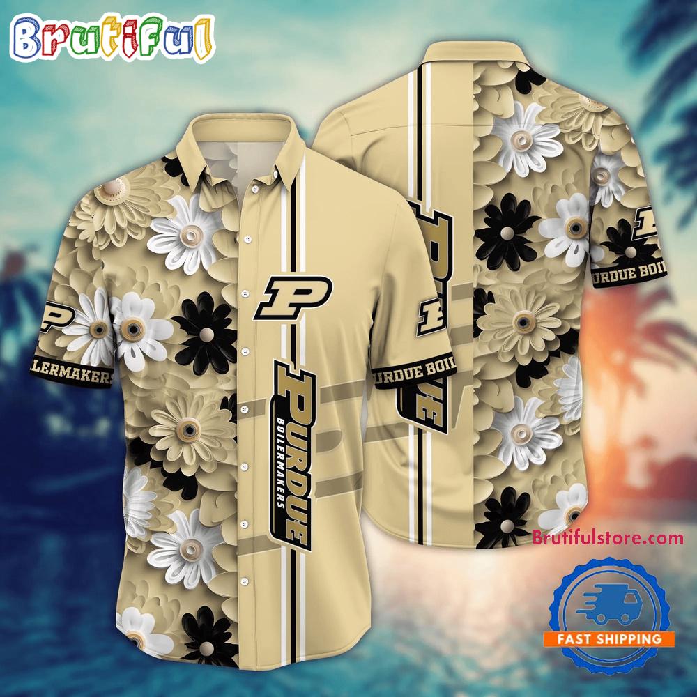 NCAA Purdue Boilermakers Flower Summer Aloha Button Hawaiian Shirt