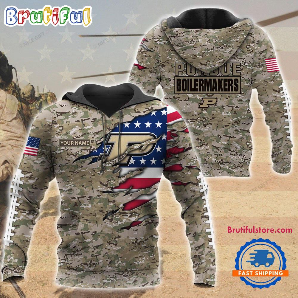 NCAA Purdue Boilermakers Military Veterans Camouflage Hoodie