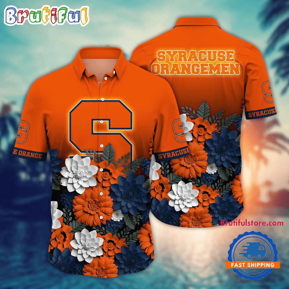 NCAA Syracuse Orange Flower Tropical Summer Beach Hawaiian Shirt