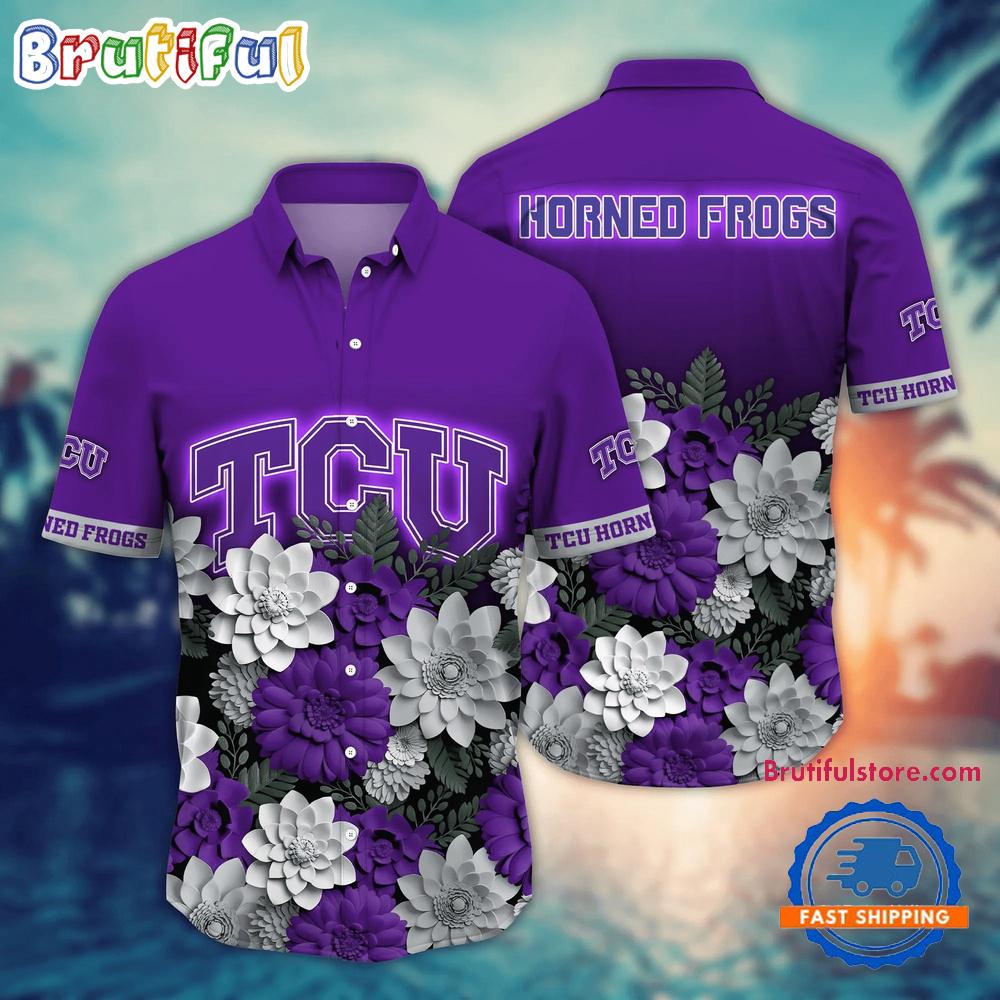 NCAA TCU Horned Frogs Flower Tropical Summer Beach Hawaiian Shirt