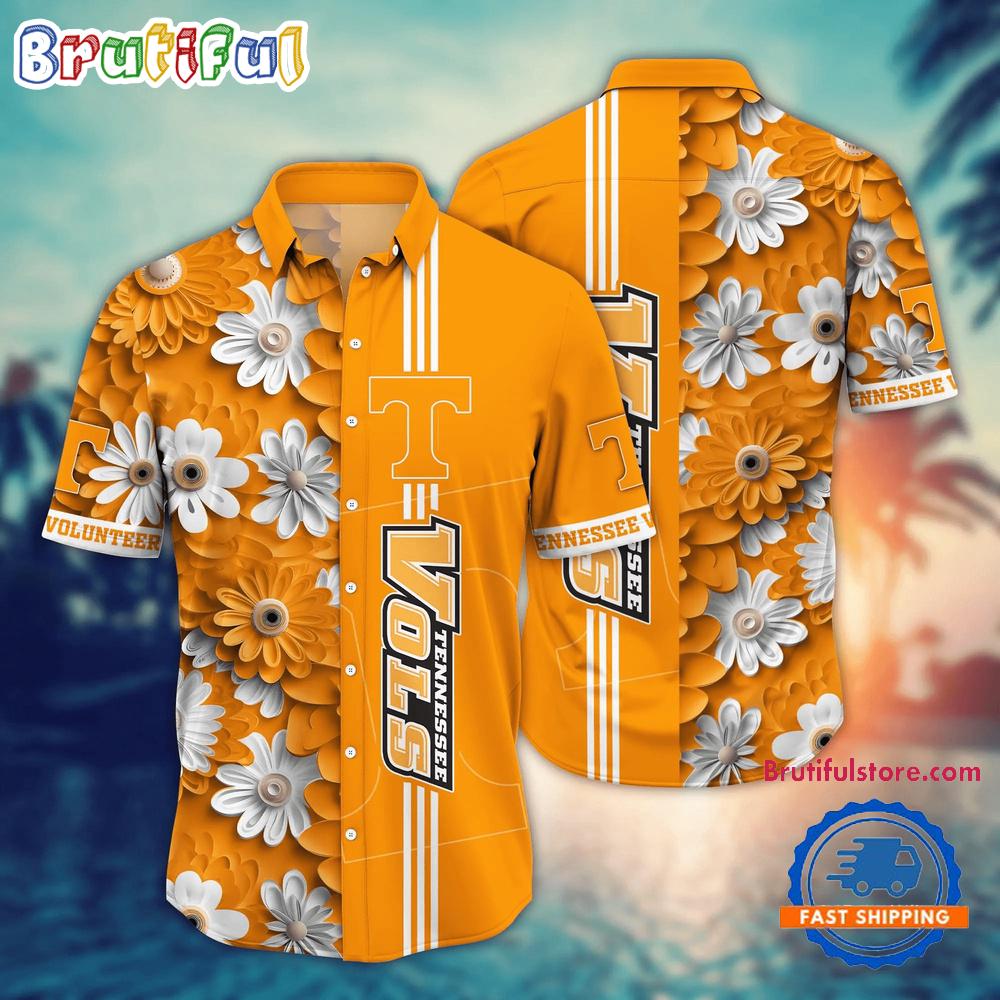 NCAA Tennessee Volunteers Flower Summer Aloha Button Hawaiian Shirt