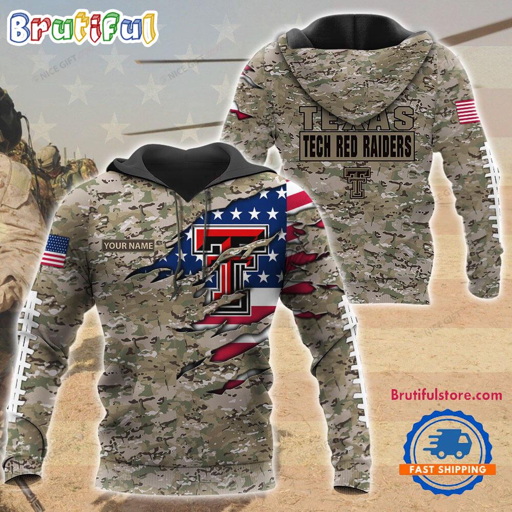 NCAA Texas Tech Red Raiders Military Veterans Camouflage Hoodie