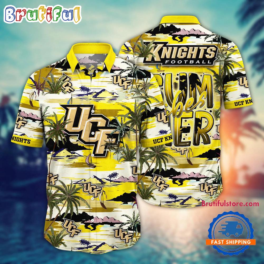 NCAA UCF Knights Flower Design Summer Beach Aloha Hawaiian Shirt