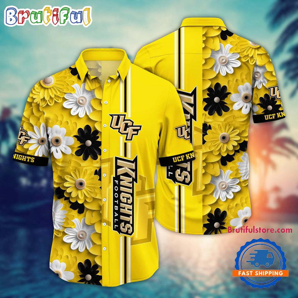 NCAA UCF Knights Flower Summer Aloha Button Hawaiian Shirt