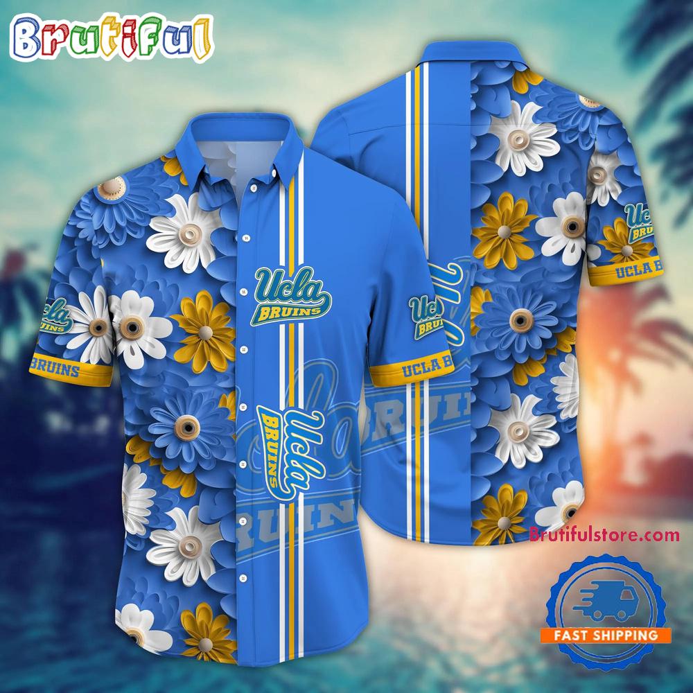 NCAA UCLA Bruins Flower Summer Aloha Button Hawaiian Shirt